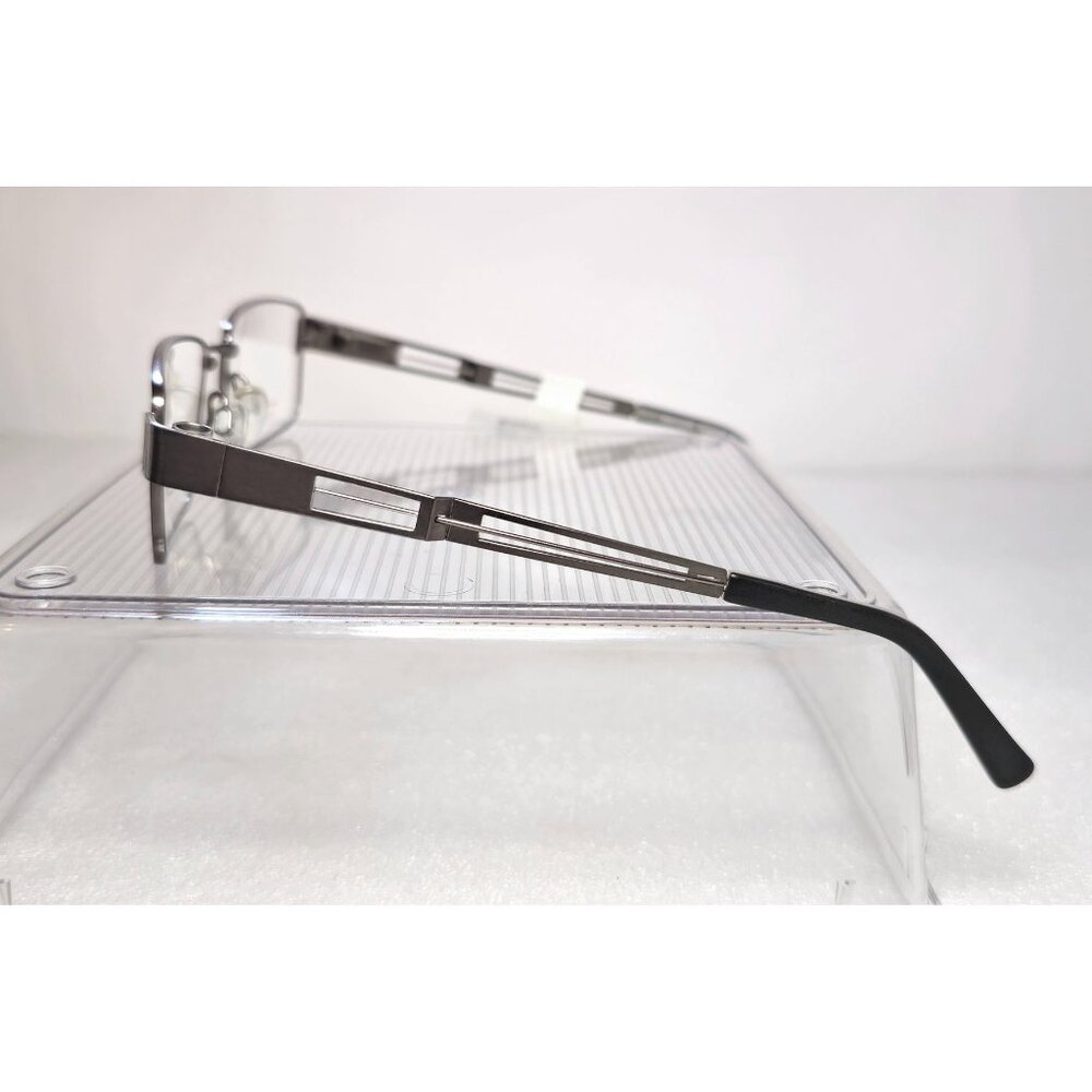 Rectangular Silver Metal Full Rim EasyTwist Polarized Clip-on Glasses 51-16-135 - Picture 3 of 13